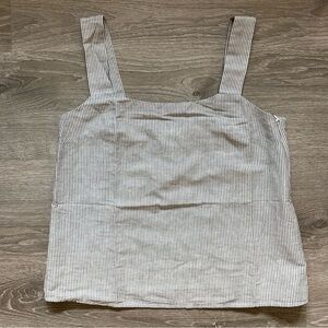 J. Crew Striped Black & White Linen Blend Squareneck Top